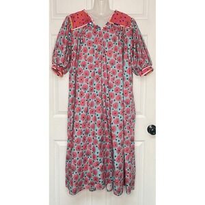 Celia B Women XL Catalina Pink Floral Midi Dress Cottagecore Peasant Gardenfairy